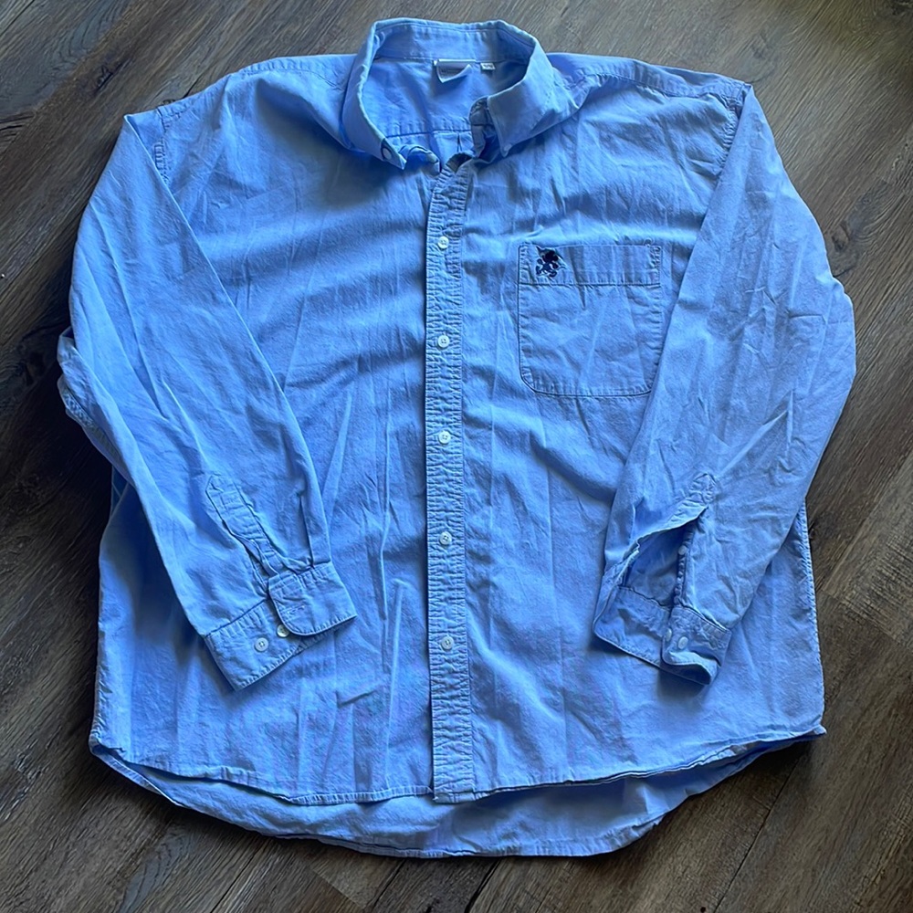 🐭 Vintage The Disney Store Mickey Mouse Embroidered Oxford Button Down Shirt